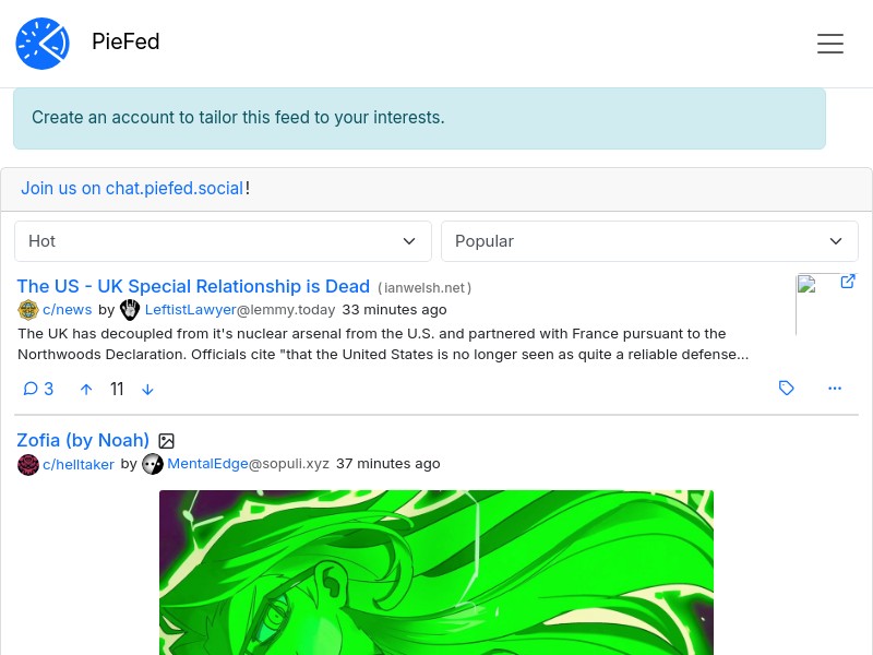 screenshot of PieFed