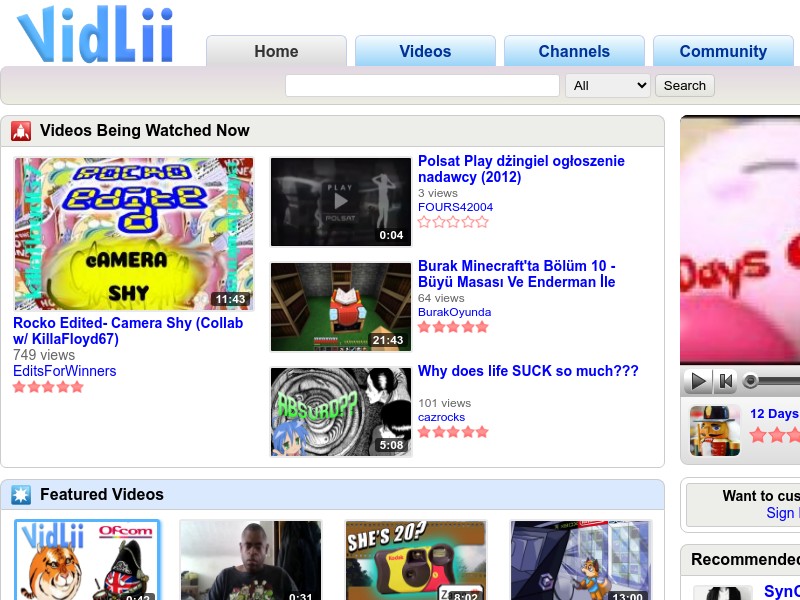 screenshot of VidLii