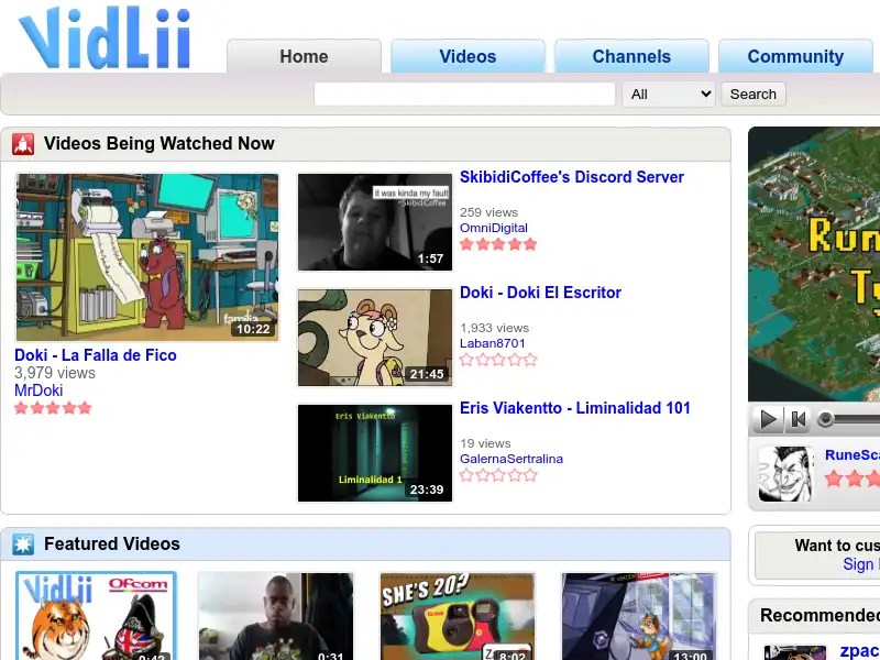screenshot of VidLii