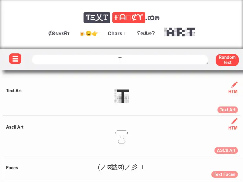screenshot of textfancy.com