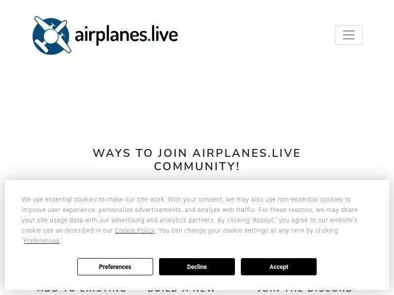 screenshot of airplanes.live