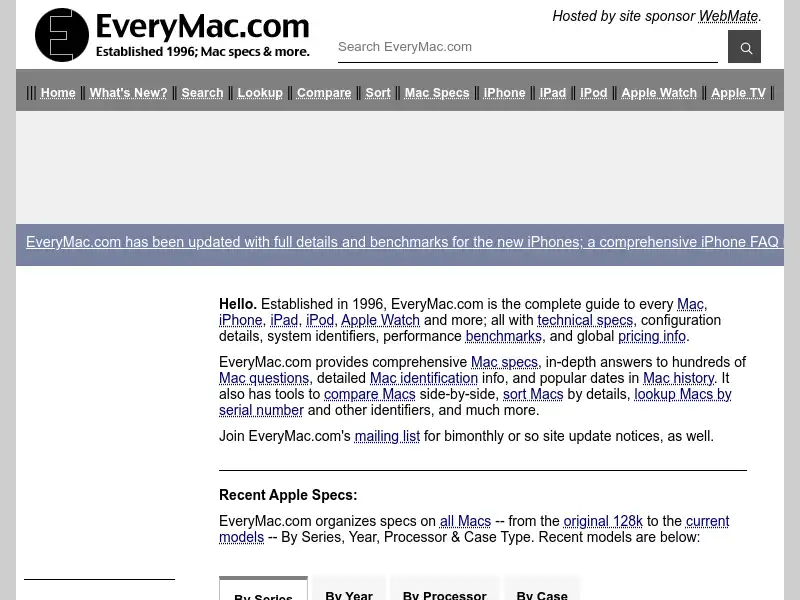 screenshot of everymac.com