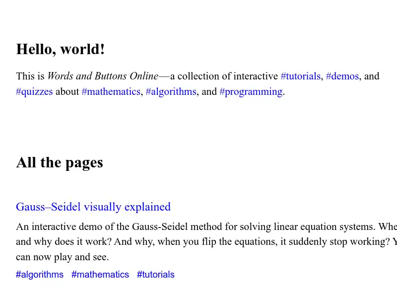 screenshot of Words and Buttons Online