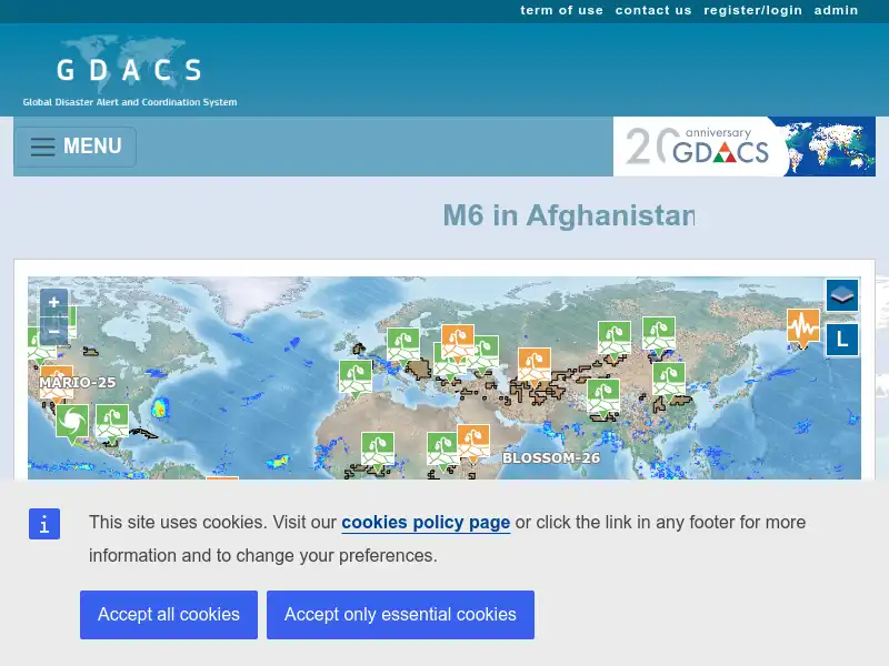 screenshot of GDACS