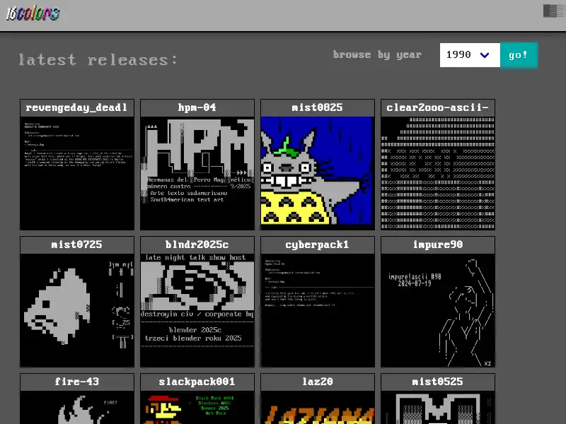 screenshot of 16colo.rs