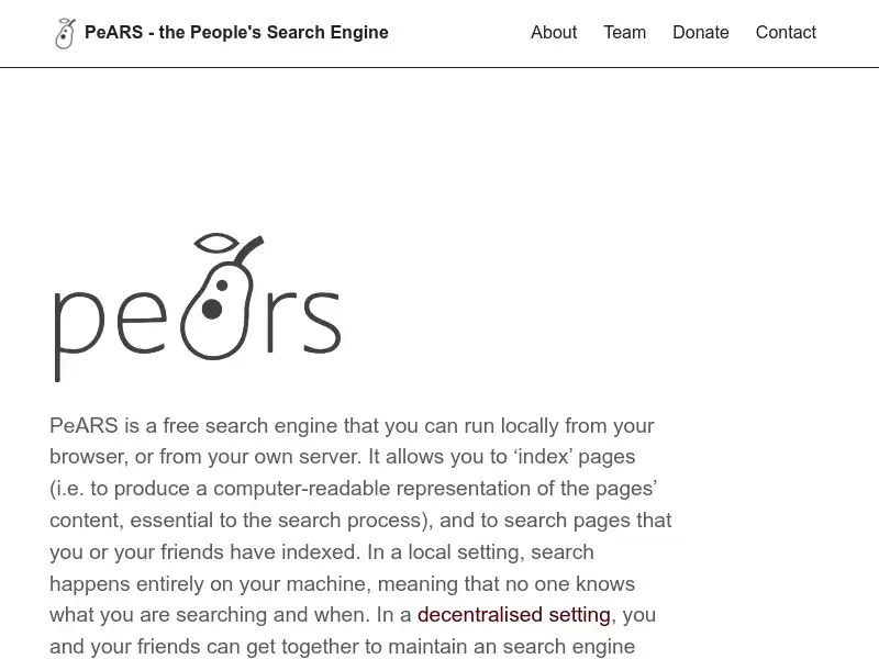 screenshot of PeARS
