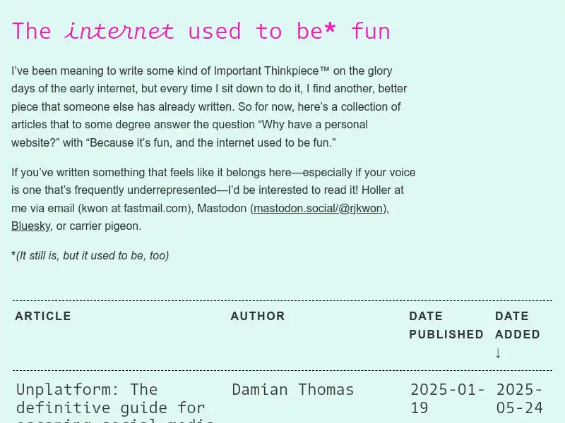 screenshot of The internet used to be* fun