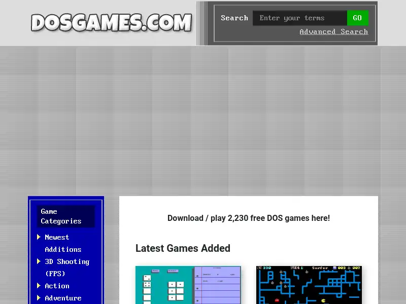 screenshot of DOSGames.com