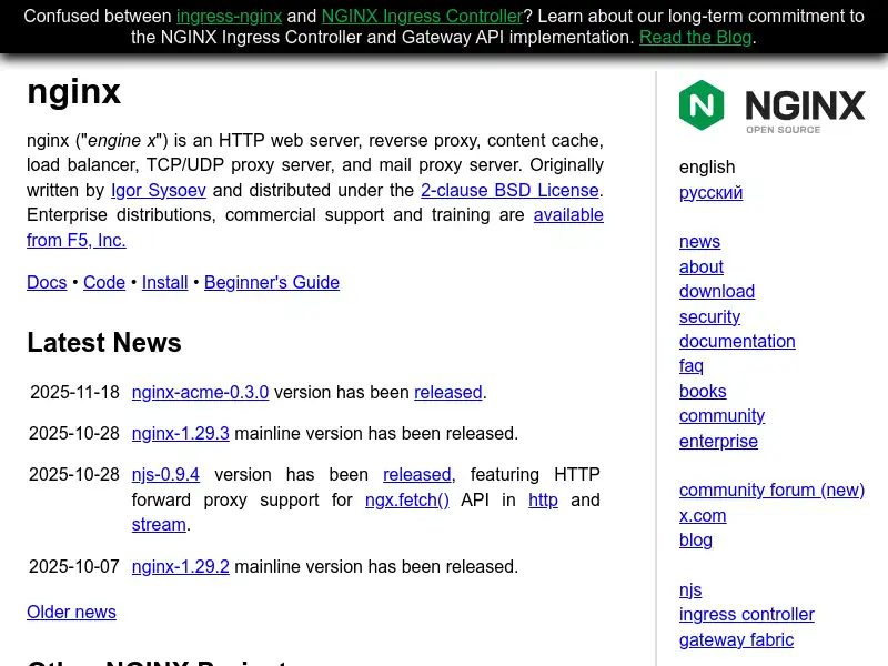 screenshot of NGINX