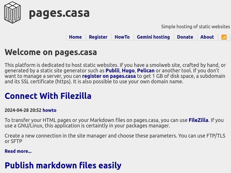 screenshot of pages.casa
