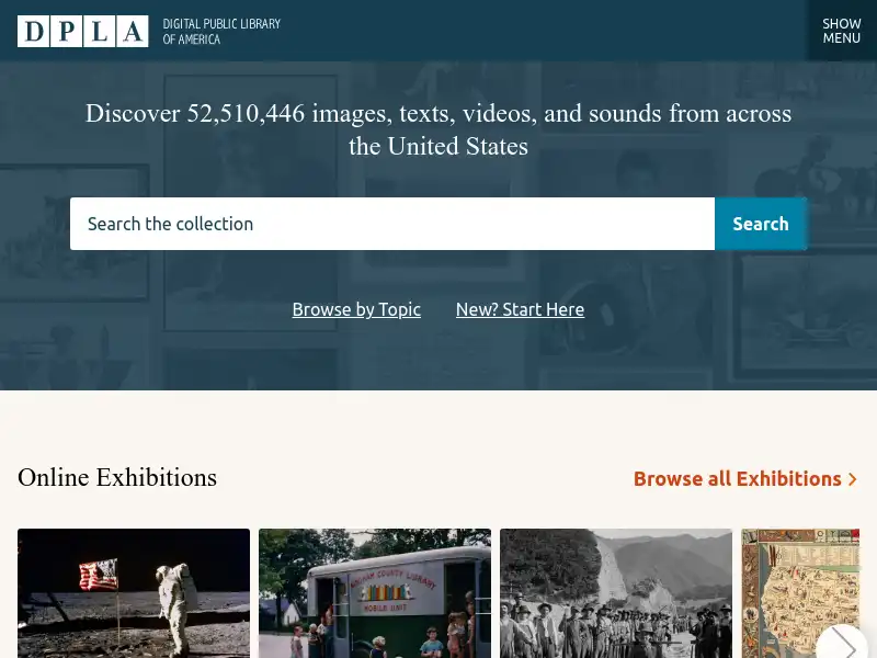 screenshot of The Digital Public Library of America