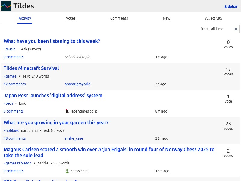 screenshot of Tildes