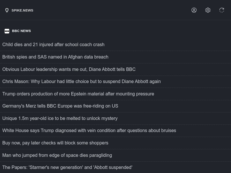 screenshot of spike.news