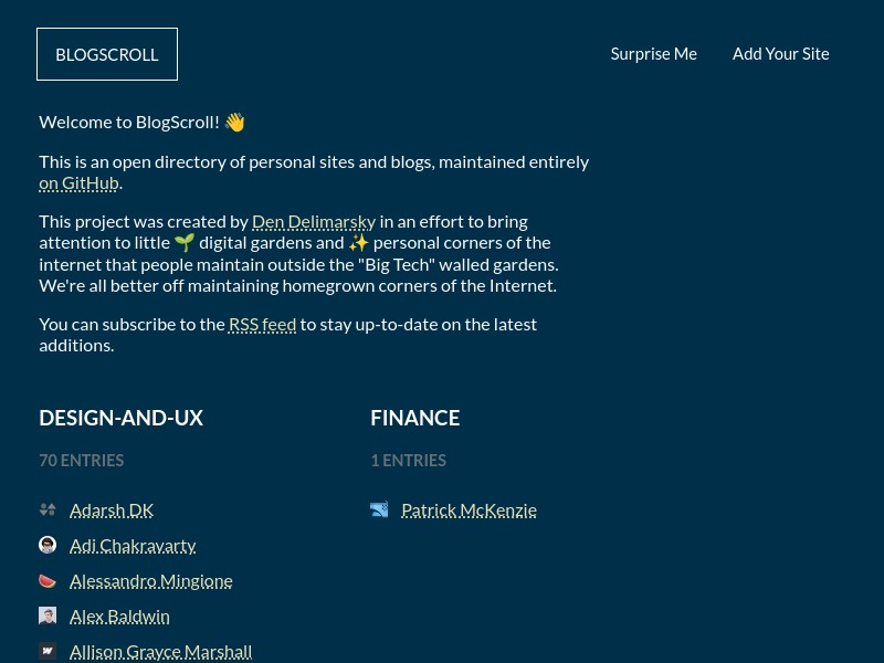screenshot of BlogScroll