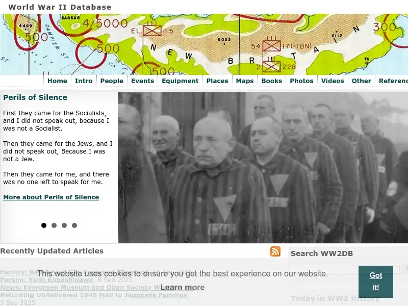 screenshot of The World War II Database