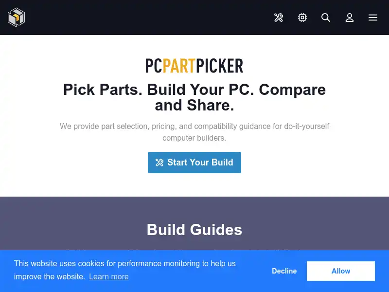 screenshot of pcpartpicker.com
