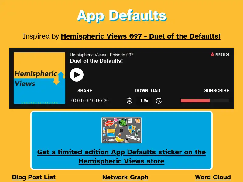 screenshot of App Defaults