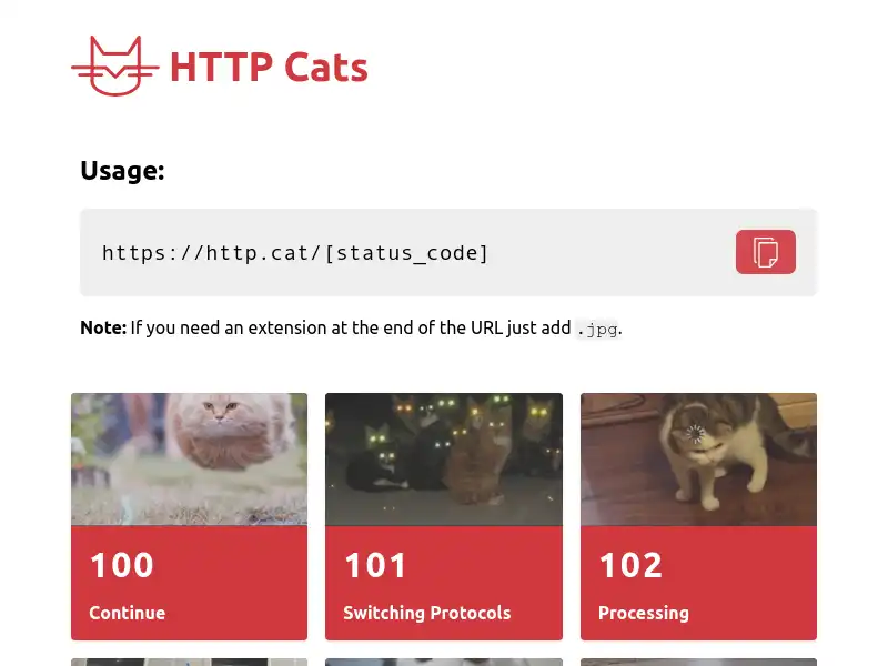screenshot of HTTP Cats