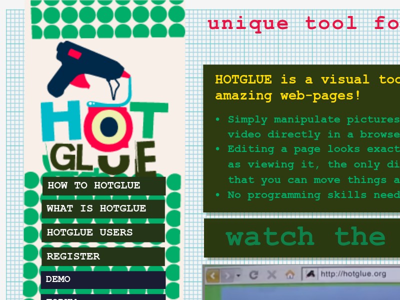 screenshot of HOTGLUE