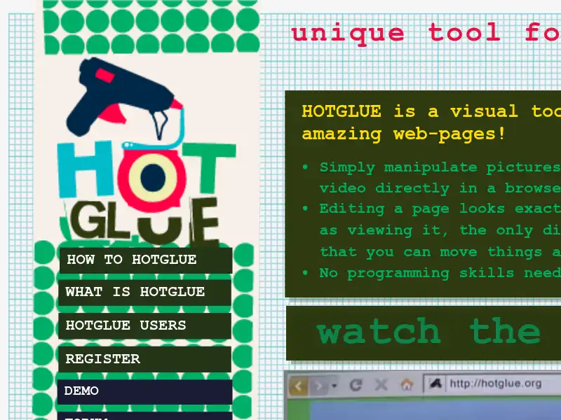 screenshot of HOTGLUE