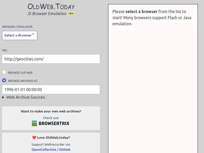 screenshot of oldweb.today