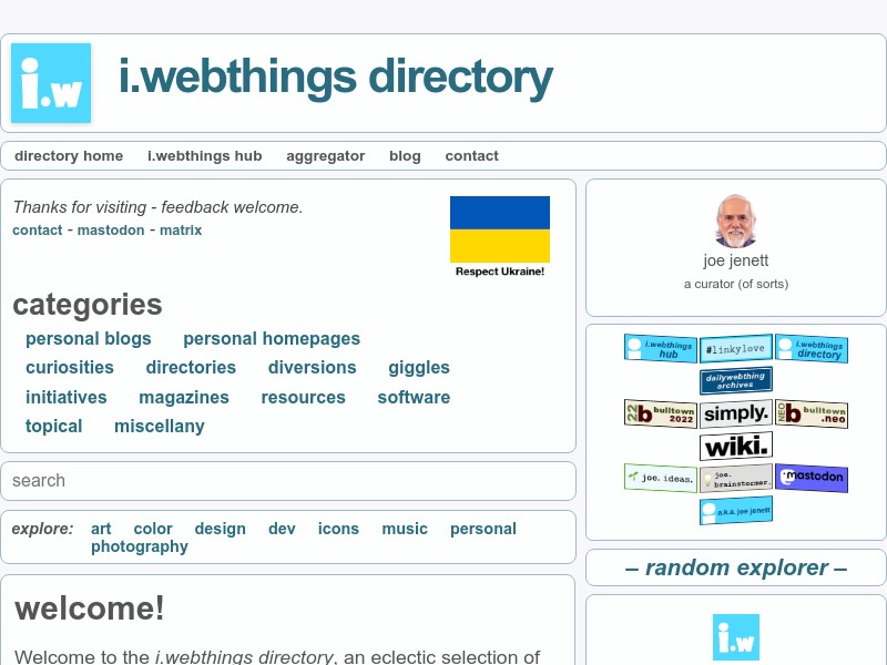 screenshot of i.webthings directory