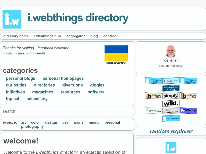 screenshot of i.webthings directory