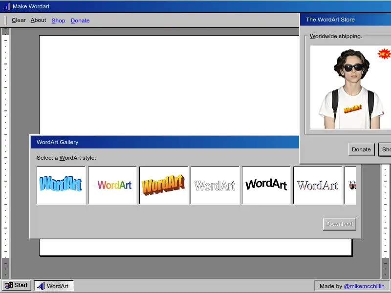 screenshot of Make WordArt