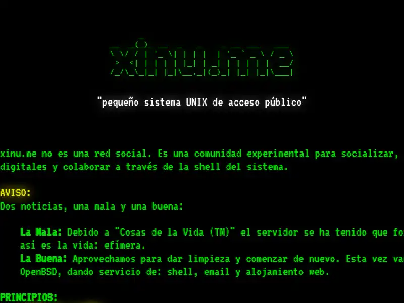 screenshot of xinu.me