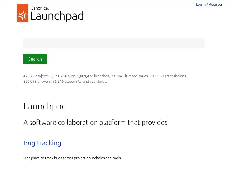 screenshot of launchpad.net