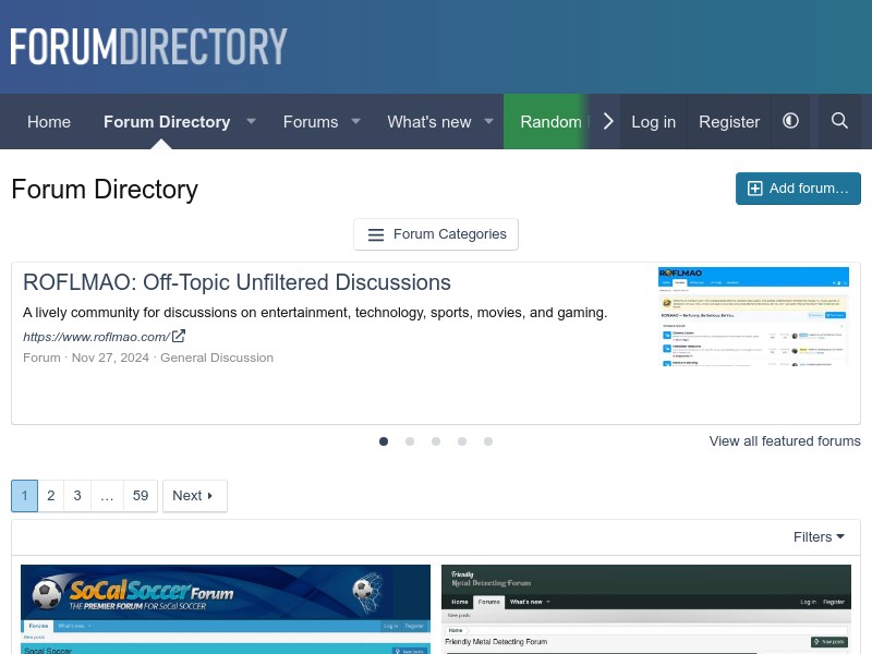 screenshot of www.forumdirectory.com