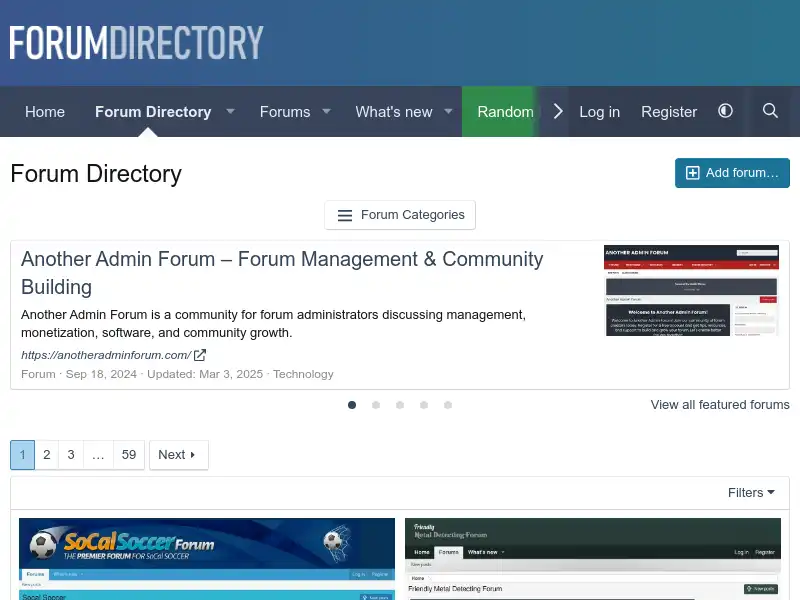 screenshot of Forum Directory