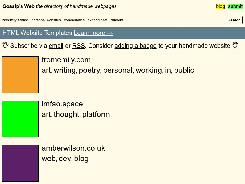 screenshot of Gossip’s Web