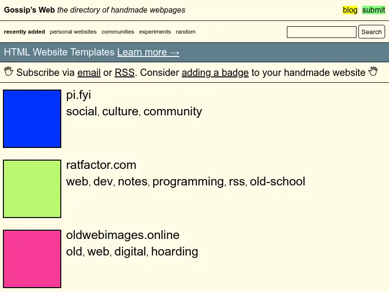 screenshot of Gossip’s Web