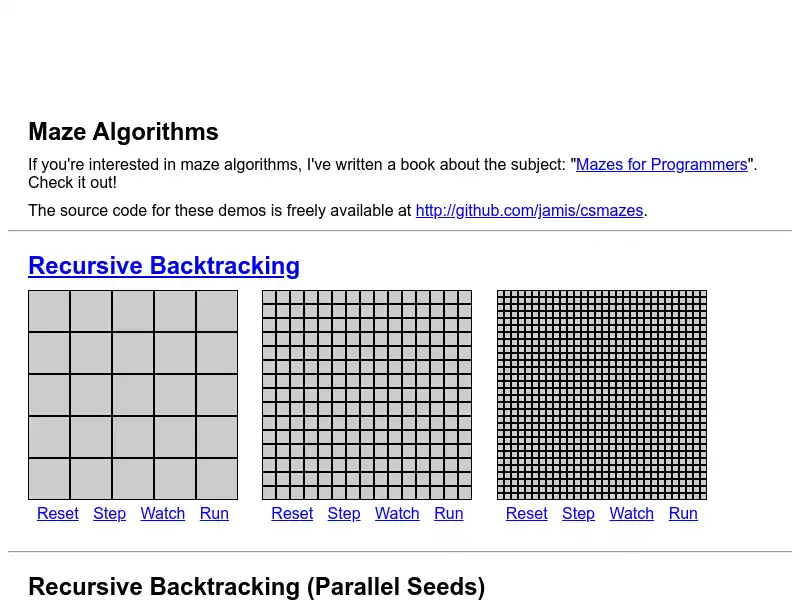 screenshot of Maze Algorithms