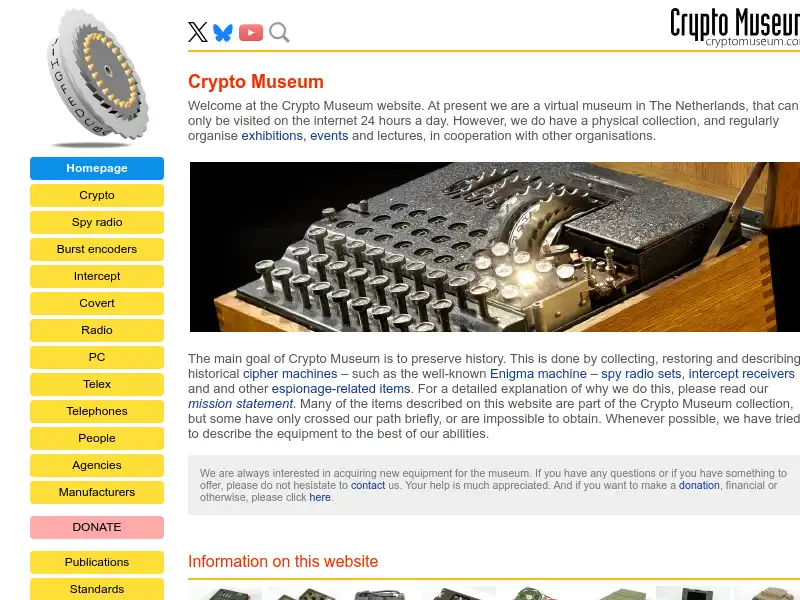 screenshot of Crypto Museum
