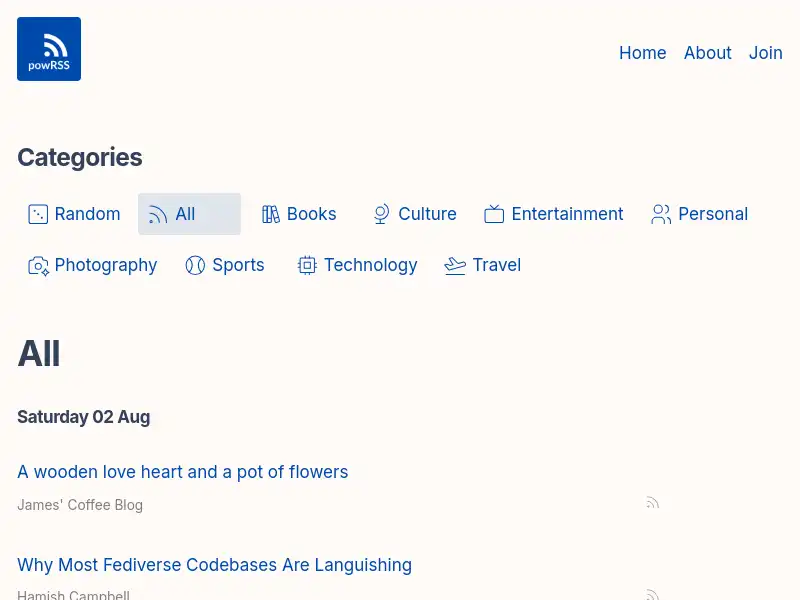 screenshot of powRSS