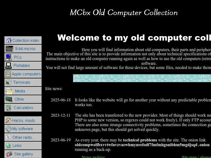 screenshot of oldcomputer.info