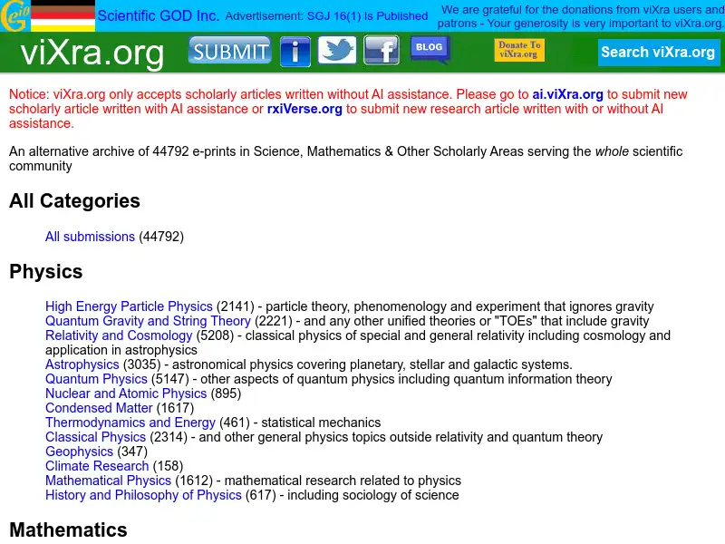 screenshot of vixra.org