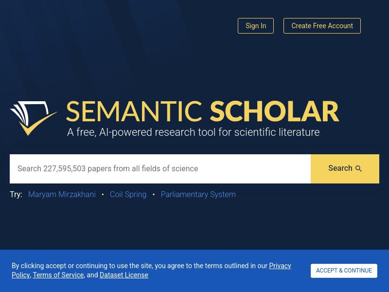 screenshot of Semantic Scholar