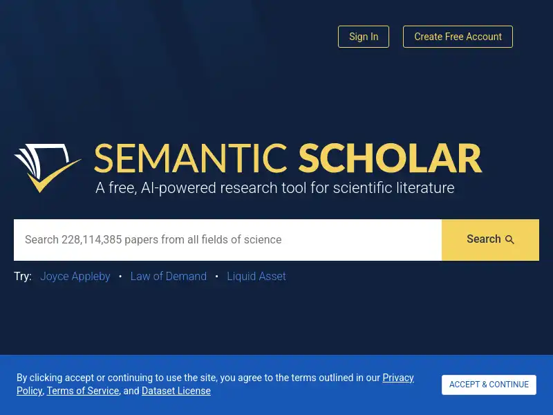 screenshot of Semantic Scholar
