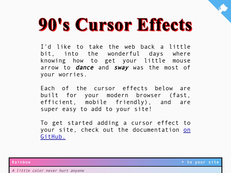 screenshot of 90's Cursor Effects