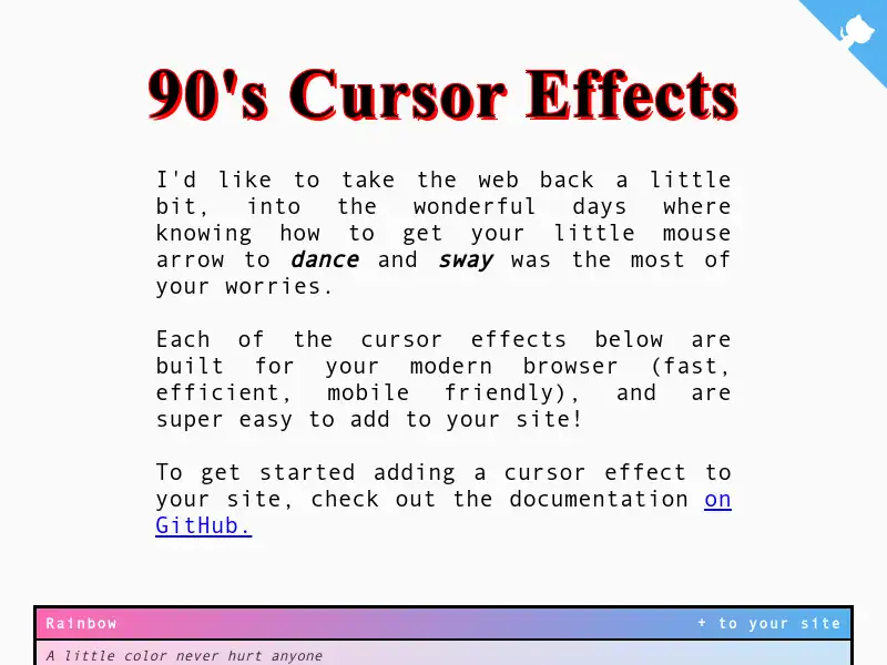 screenshot of 90's Cursor Effects