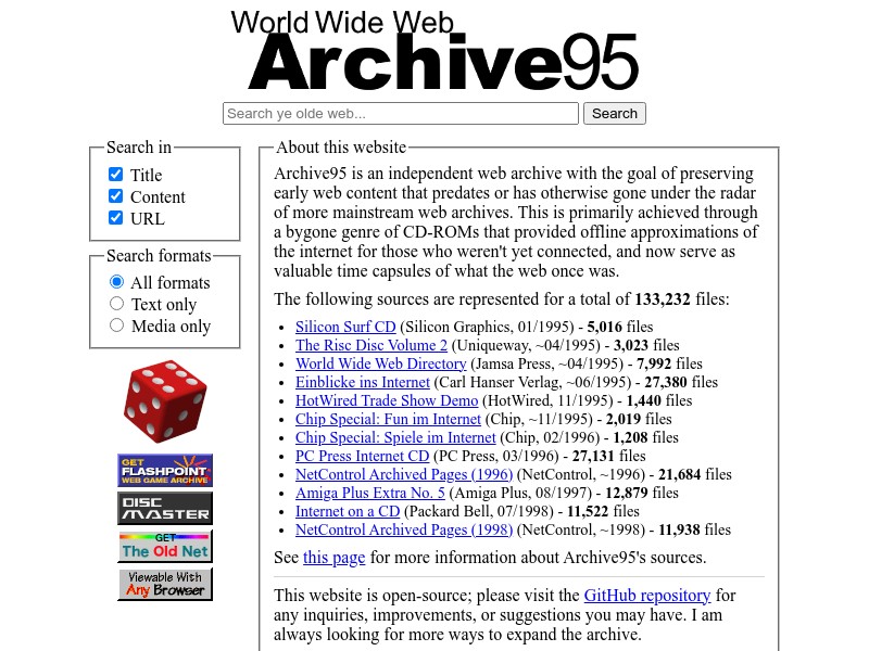 screenshot of Archive95