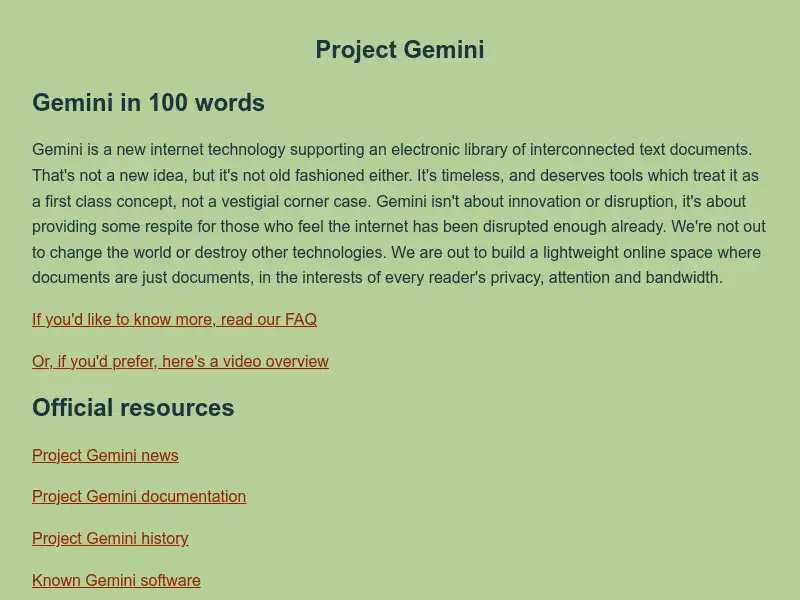 screenshot of geminiprotocol.net