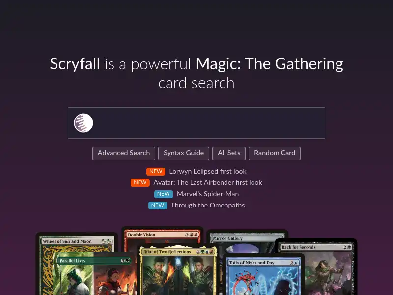 screenshot of Scryfall