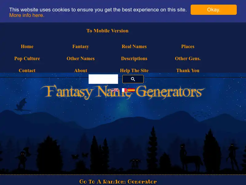 screenshot of Fantasy Name Generators