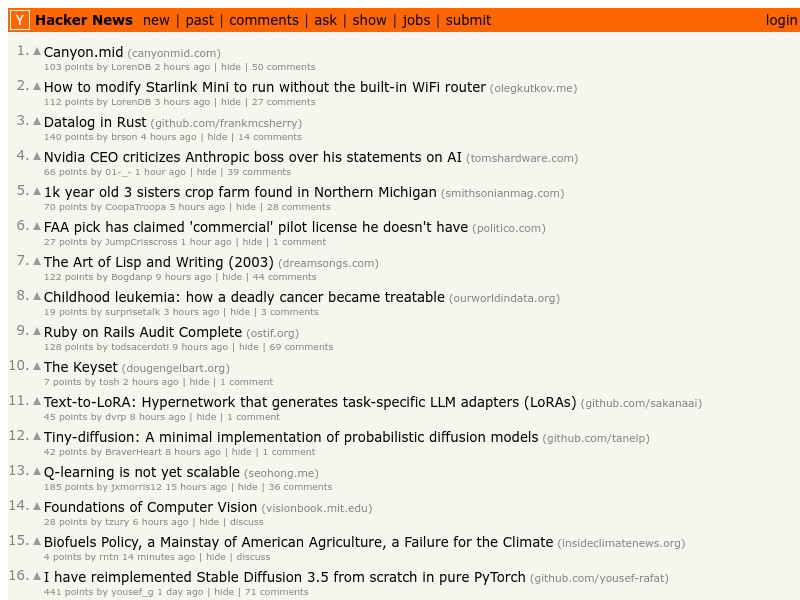 screenshot of Hacker News