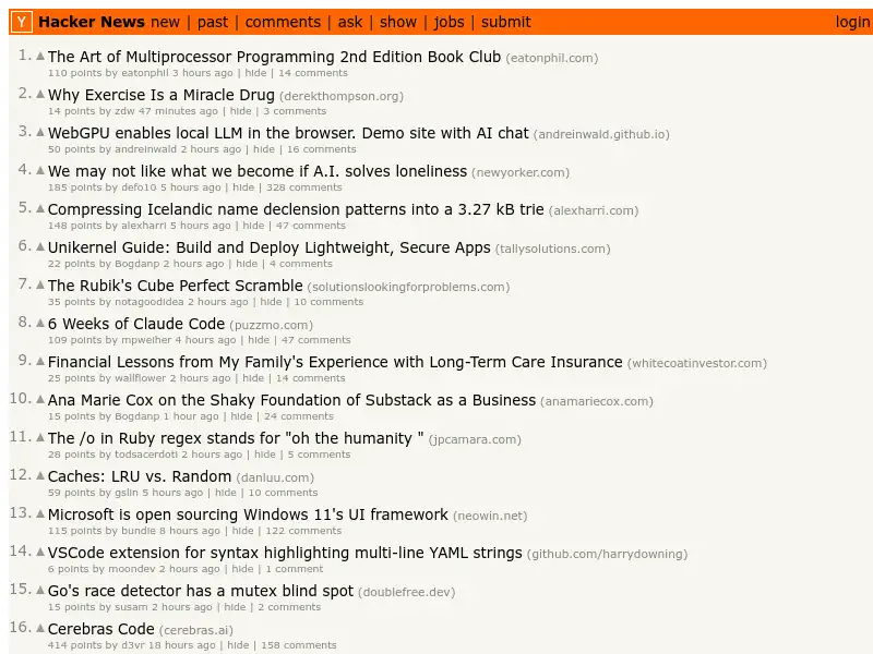 screenshot of Hacker News