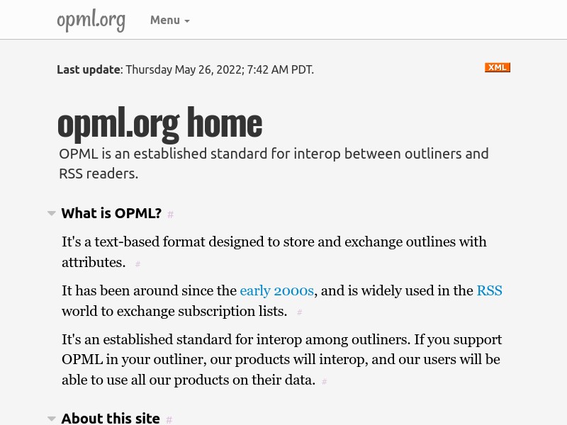 screenshot of OPML